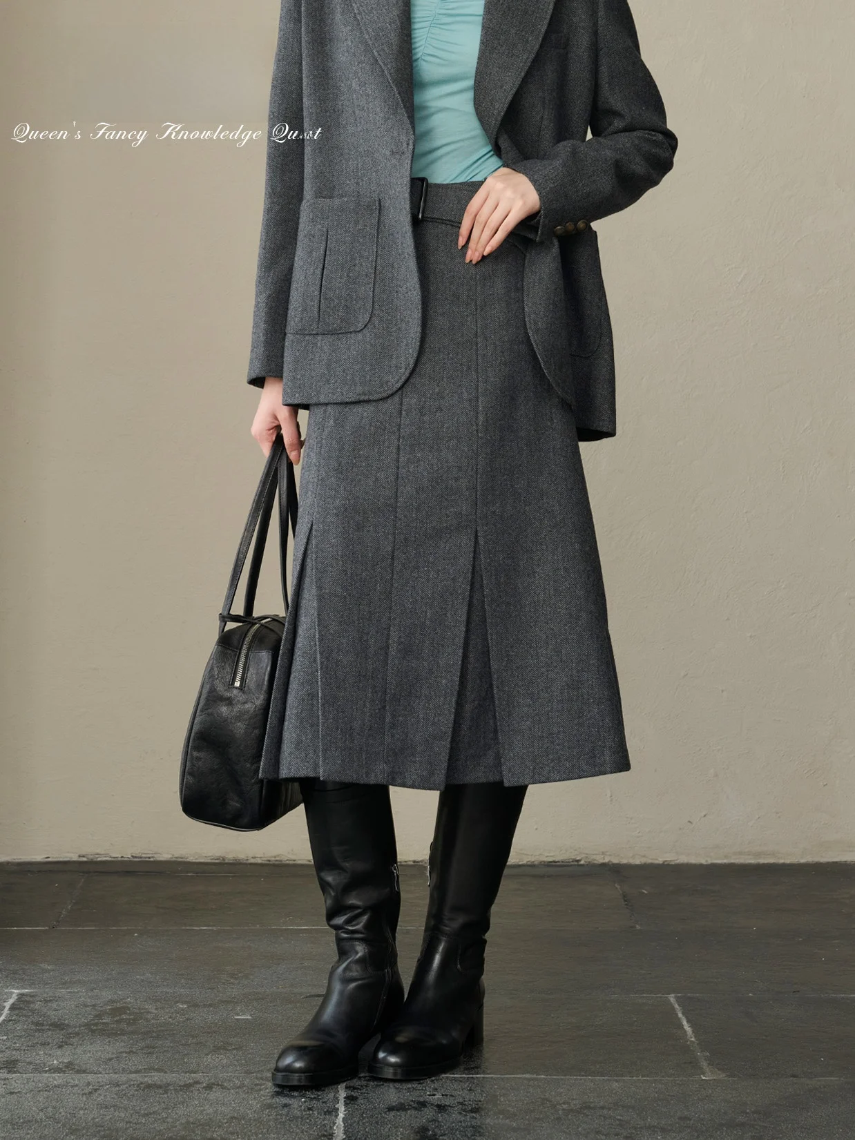 

Retro Chic Woolen Midi Skirt for Women City Commute Friendly A-Line Silhouette Standard Fit Winter 2025 Fashionable Bookworm