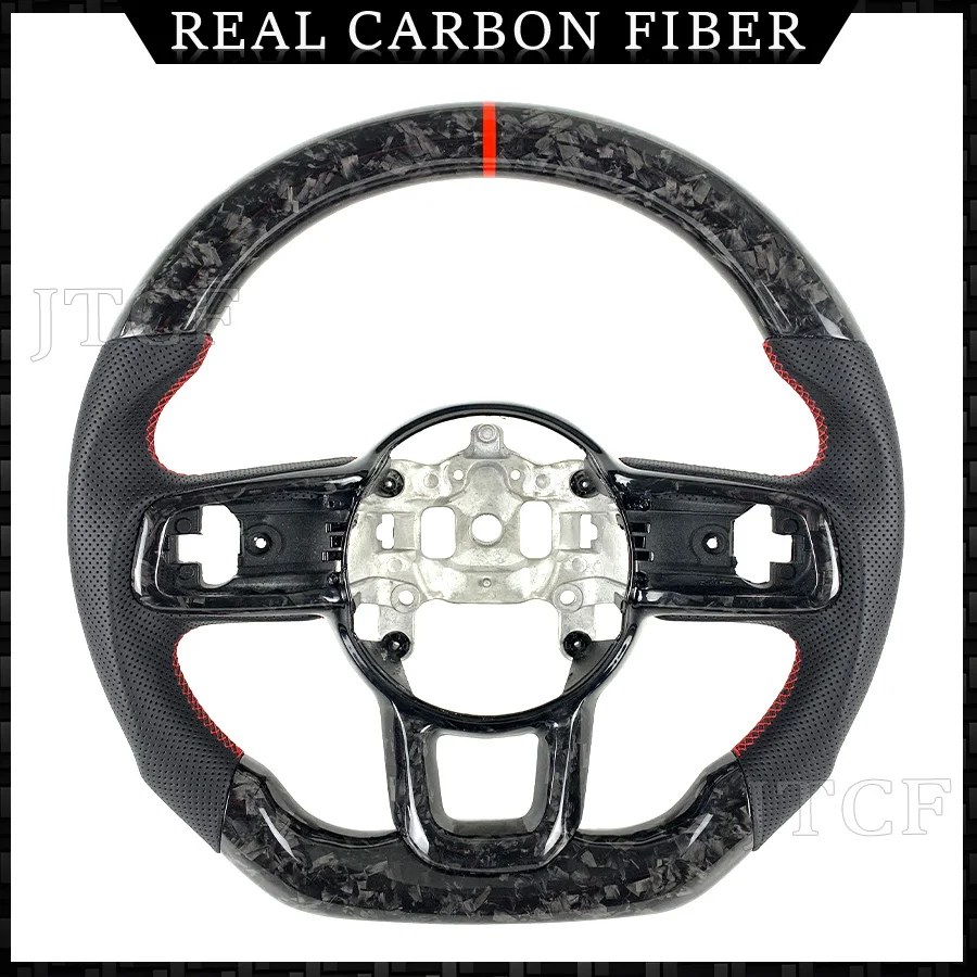 For Jeep Gladiator Perforated Leather Forged Carbon Fiber Car Steering Wheel 2015 2016 2017 2018 2019 2020 2021 2022 2023 2024