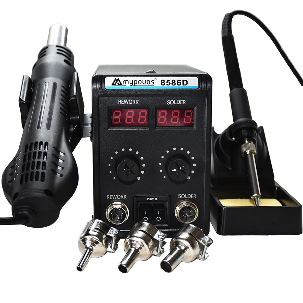 8586D Soldering Station 2 IN 1 Hot Air Gun Solder Station LCD 2 Digital Display Electric Soldering iron Welding Rework Station