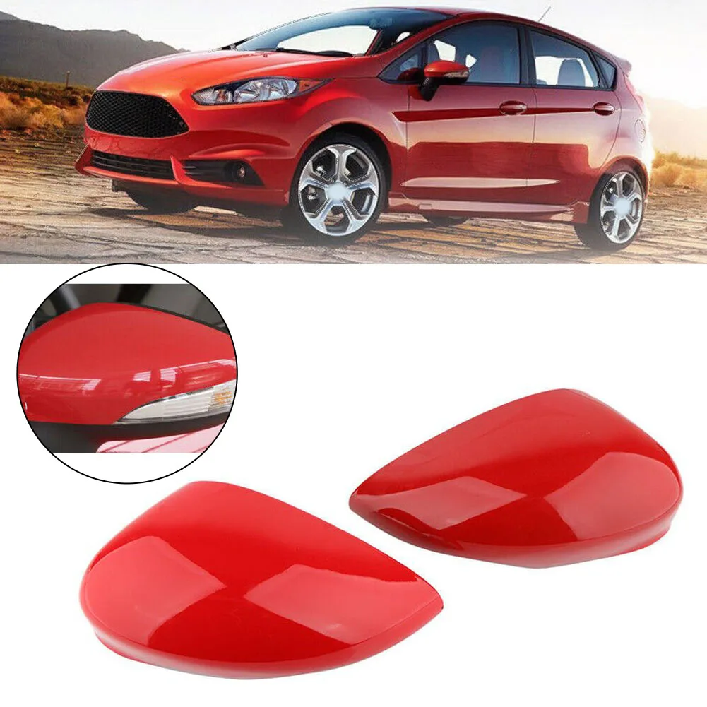 

2 шт., крышка зеркала с боковым крылом пассажира и водителя для Ford Fiesta MK7 2008-2017, красная крышка зеркала заднего вида, замена корпуса