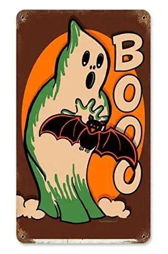 Vincenicy Metal Sign Great Aluminum Tin Sign Vintage Halloween Pumpkin Jack O Lantern Man Cave. 8 X 12 Inch