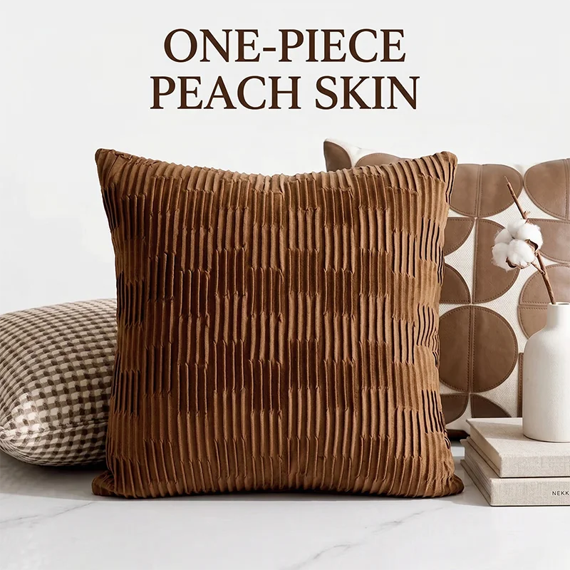 

Retro Classic Minimalist Grid Peach Skin Cushion Cover Throw Pillowcase for Sofa Living Room Home Decor Pillow Case Art 40x40