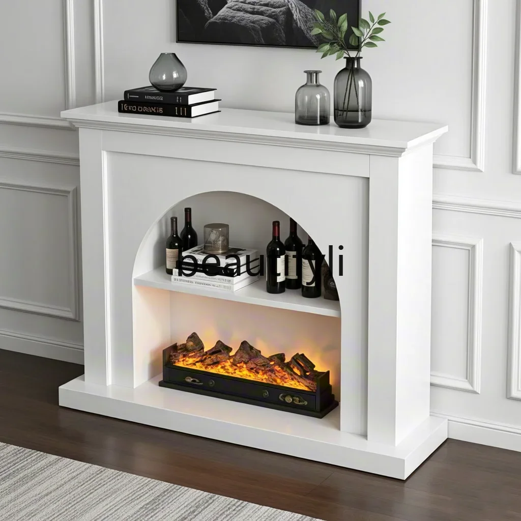 

zzqNew fireplace cabinet French home decoration living room solid wood fireplace rack display storage porch cabinet