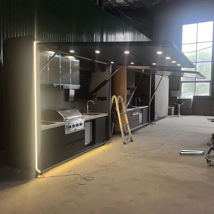 Modular Outdoor Kitchen BBQ Cabinet Set-Fireproof Eco-Friendly Stainless Steel With Modern Design For Villa Outdoor Use