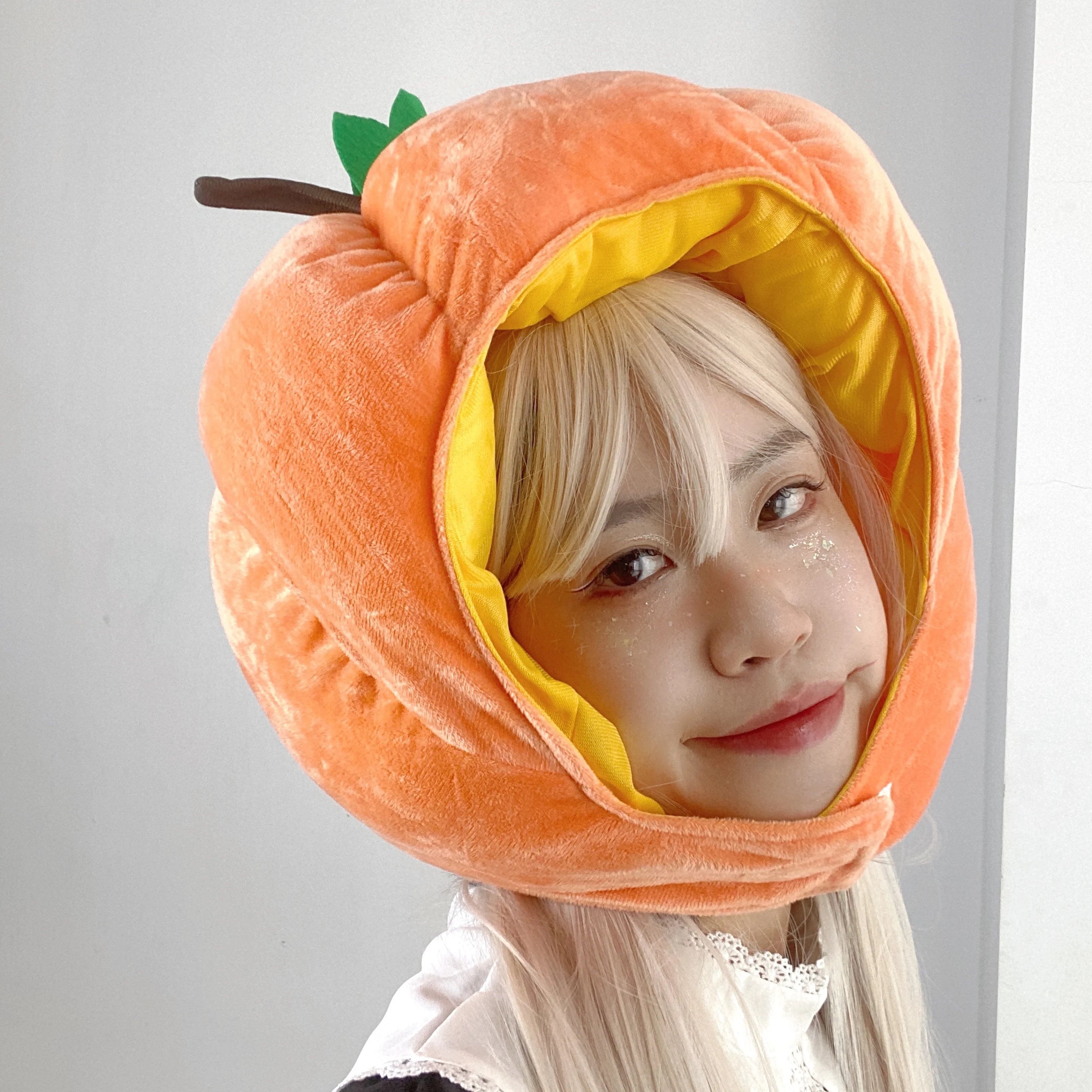 

Cute Cartoon Vegetable Hat Orange Pumpkin Headwear for Photo Performance loween Par Costume Cotton Sweet Lovely Sle Un...