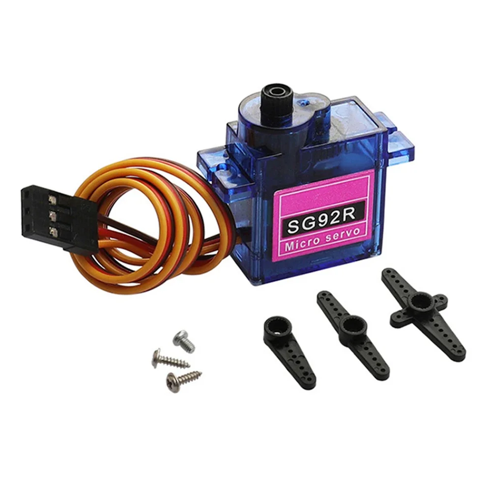 Micro analógico servo motor para modelo de avião, ângulo controlável, rotação contínua, brinquedo robô DIY, SG92R, 10x9g, 180, 270, 360 graus