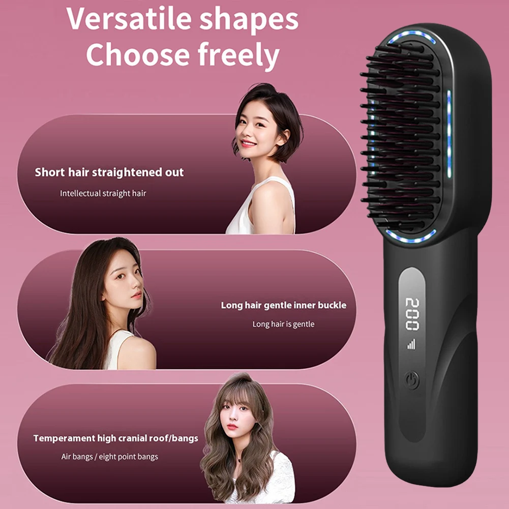 Ionic Hair Straightener Brush Anti-Scalding Detangling Comb For Daily Use