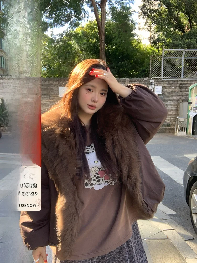 

Новая зимняя парка больших размеров с меховым воротником на гусином пуху, женское роскошное темно-синее пальто с воротником Thi Long Sve из полиэфирного волокна