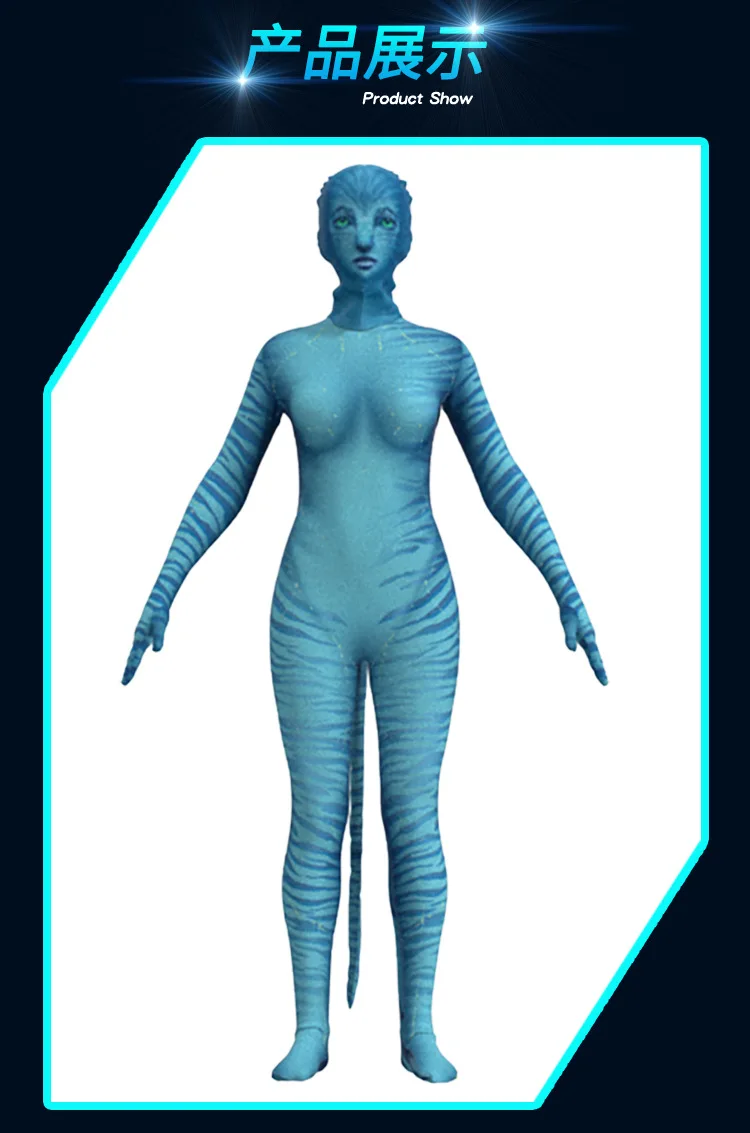 Disfraz de Cosplay de la Película Avatar, Jake Sully, Neytiri, Mono de Poliéster Zentai, Disfraz de Halloween con Cola para Mujeres y Niñas, Talla Asiática