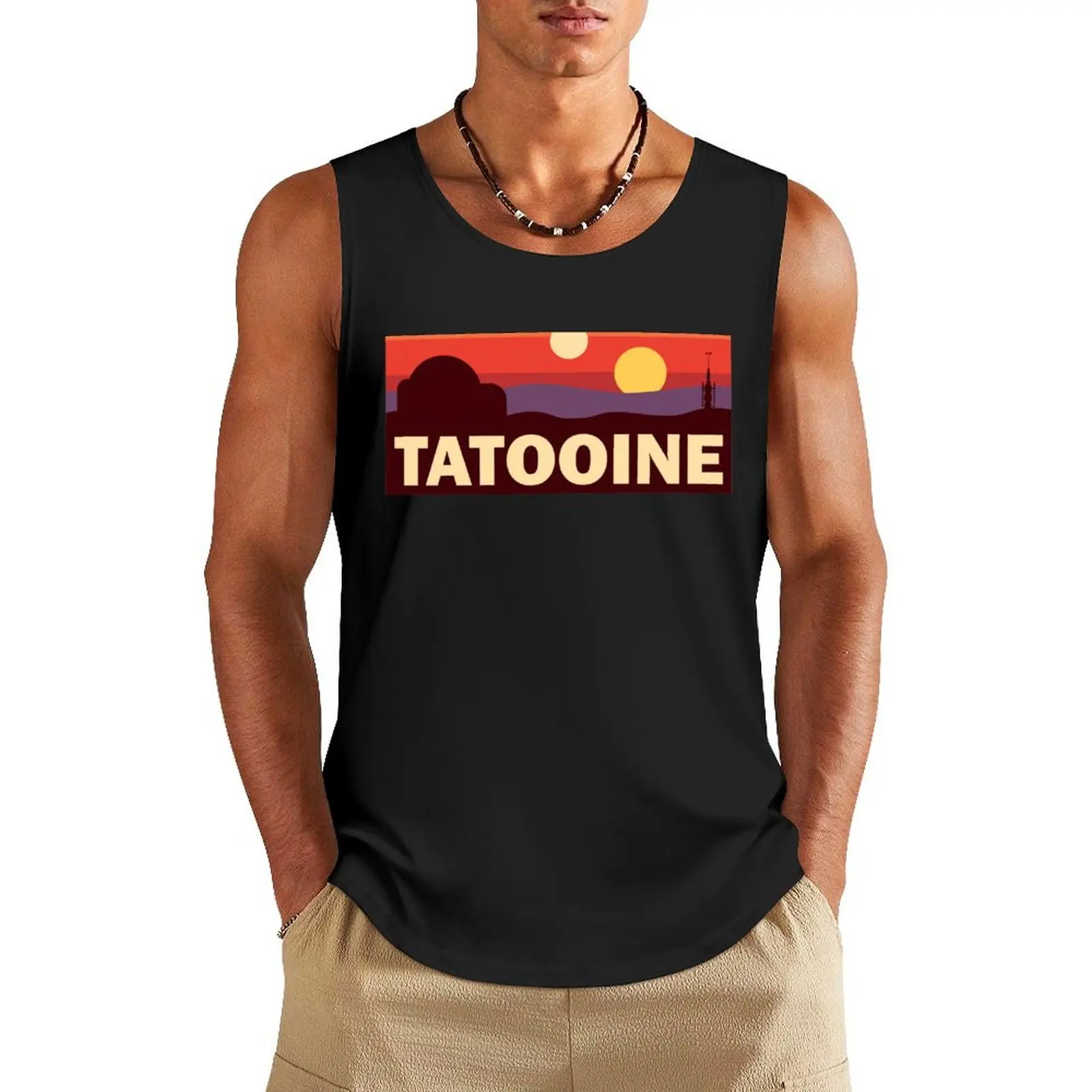 Tatooine Sunset Vintage Tank Top Men gym sportswear Clothing