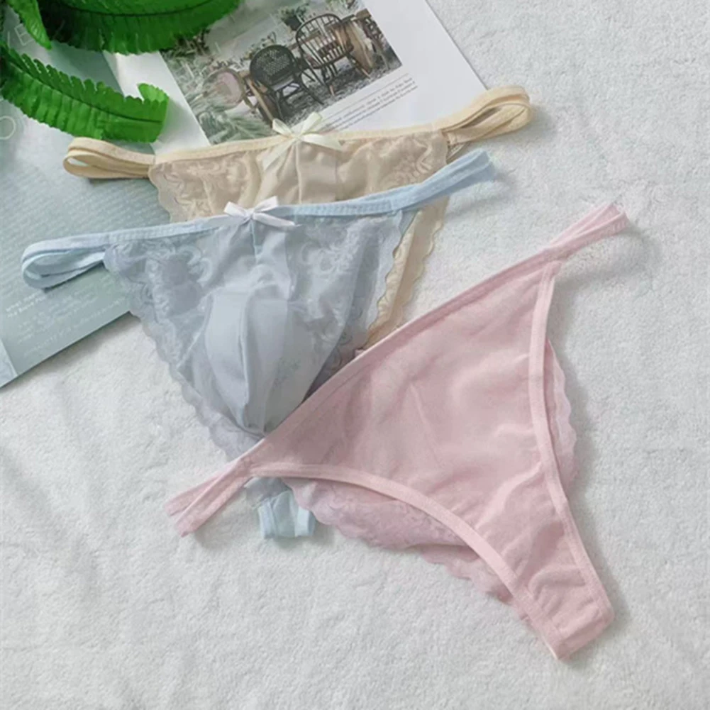Mens Seamless Lace Thongs See Through G String Underwear Breathable Stretch Pouch for Comfortable All Season Wear