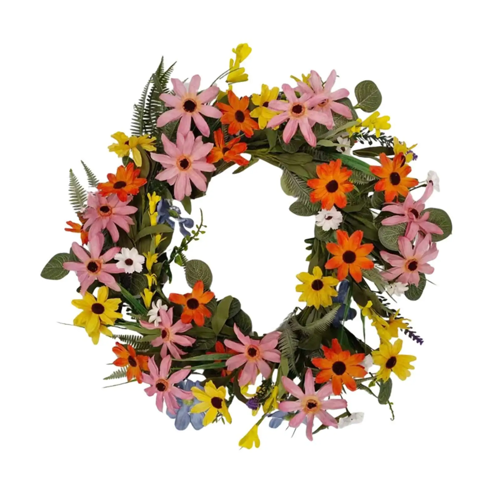

19-дюймовые искусственные весенние венки, искусственный цветочный венок для входной двери, летний большой венок для праздничной стены фермерского дома