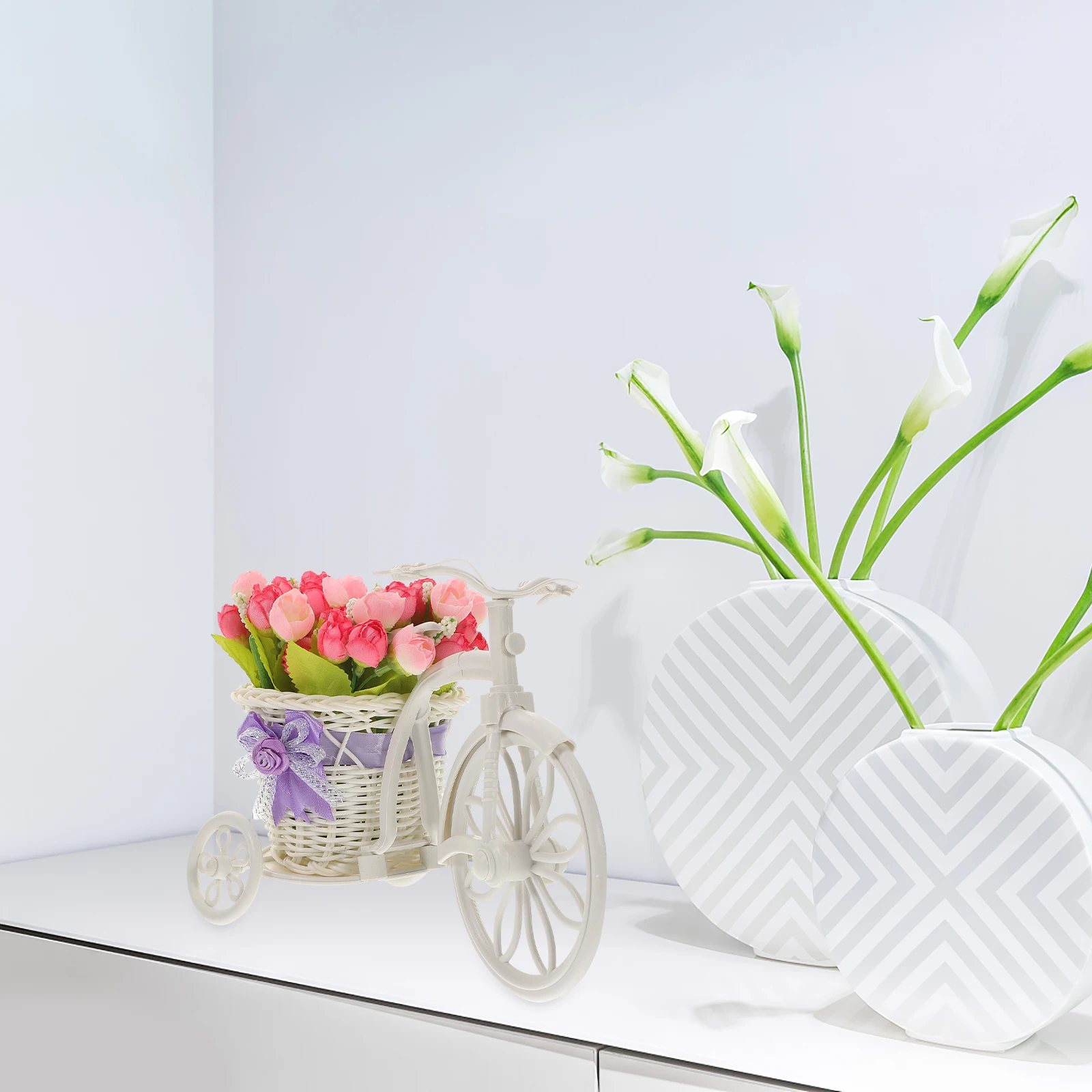 

Bicycle Flower Rack Artificial Plant Stand Bike Shaped Shelf Desk Decor Home Ornament Durable Quality Bedroom Living Room Office