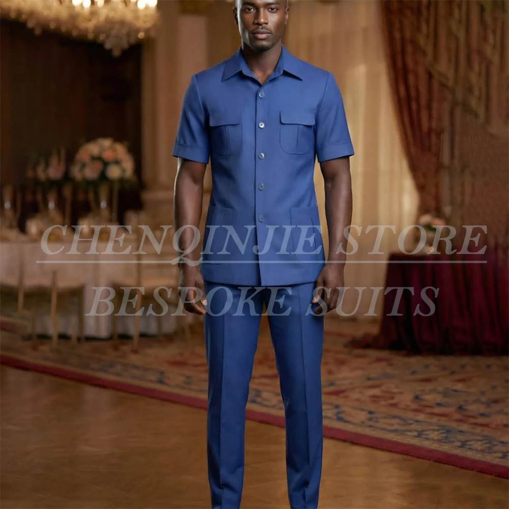 

Мужские костюмы на заказ: Элегантный однобортный костюм-двойка с отложным воротником, приталенный крой, современная летняя мужская одежда 2026