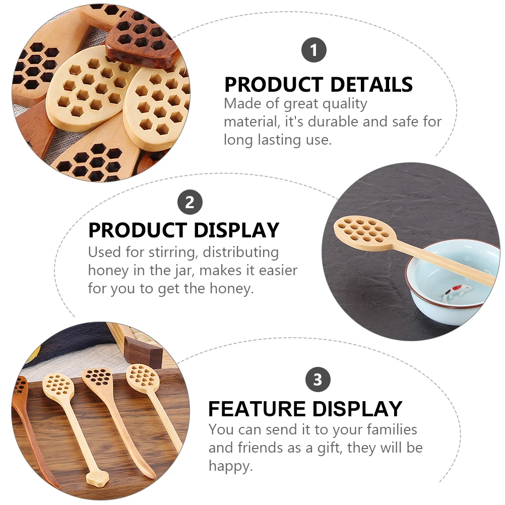 

4pcs Honey Stirring Spoon Coffee Stirrer Stick Syrup Mixing Scoop For Jam Molasses Wooden Spoon Viscous Liquid Stirring Tool