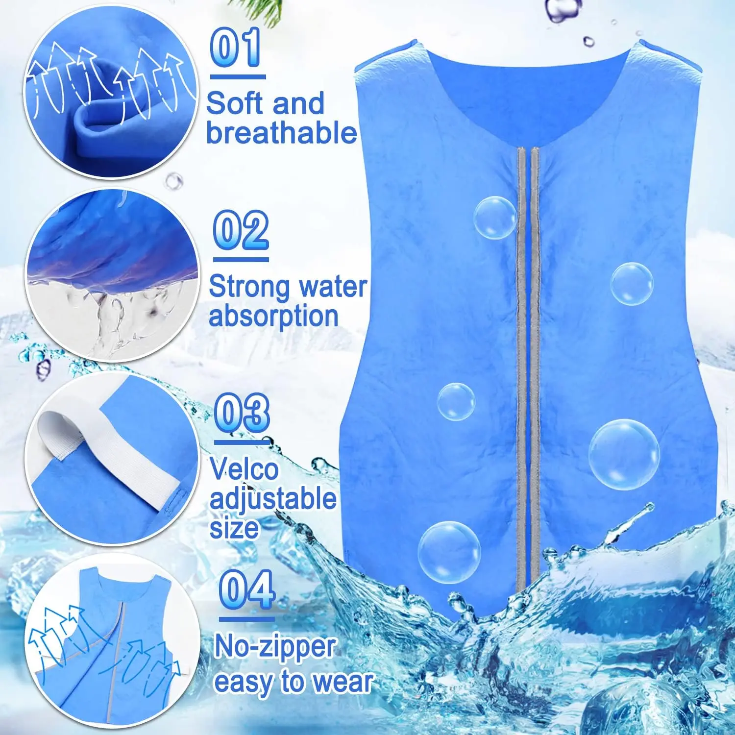 Gilet universale per il raffreddamento del ghiaccio estivo gilet per il ghiaccio sportivo da pesca all'aperto gilet per il raffreddamento del ghiaccio con sollievo dal calore gilet per la prevenzione del colpo di calore