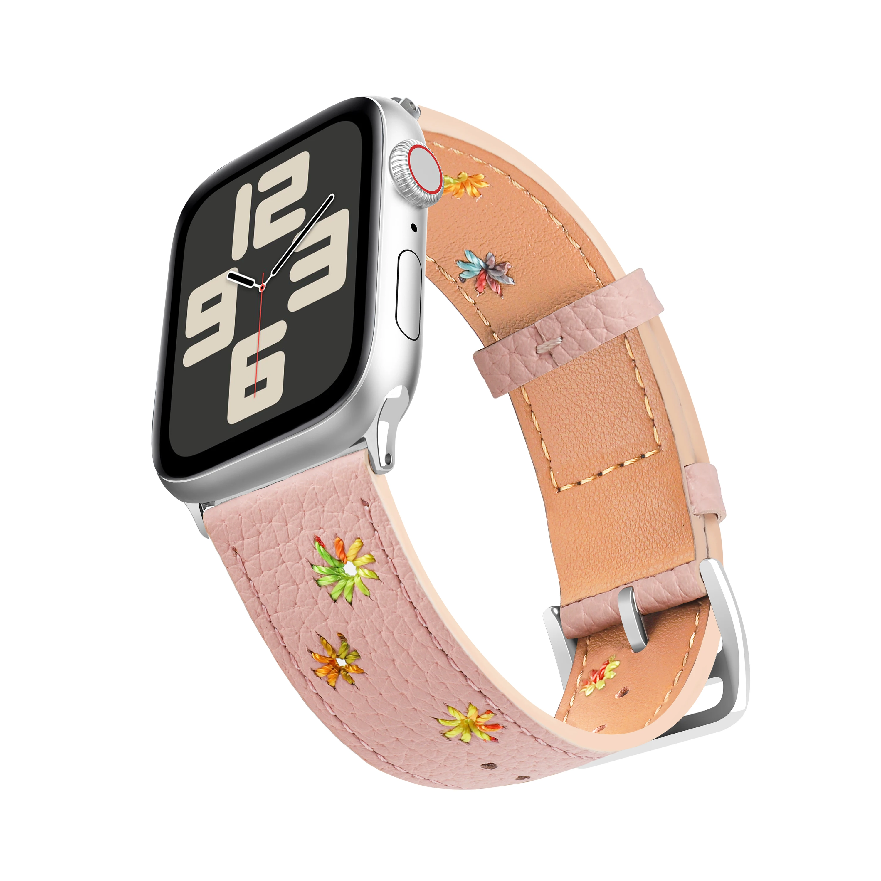 Strap For Apple Watch Band 44mm 42mm 41mm 40mm 45mm 49mm 44 mm Floral embroidery bracelet correa iwatch series 9 7 SE6 8 Ultra 2