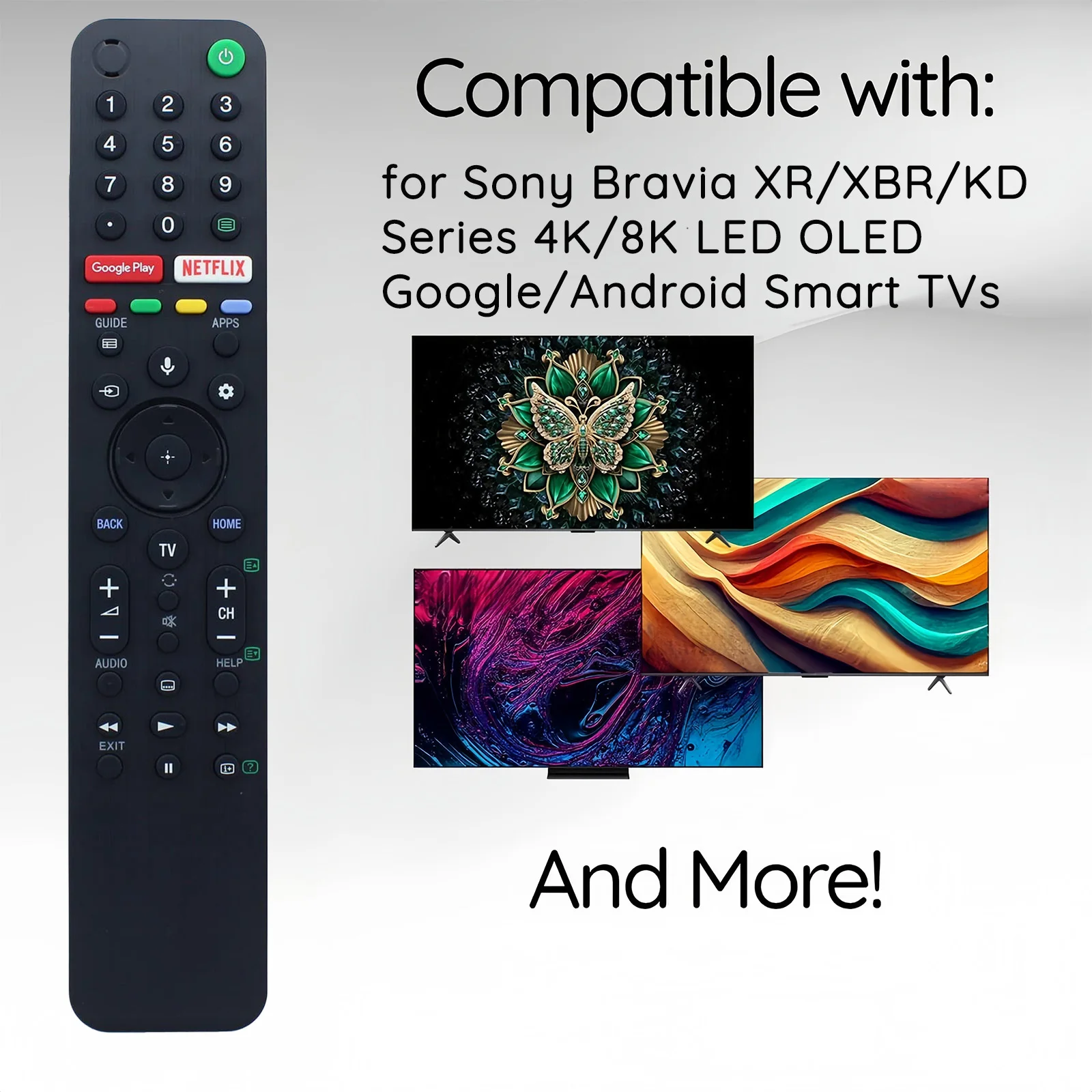 Pilot zamienny RMF-TX500P do telewizorów Sony, kompatybilny z telewizorami Sony Bravia XR/XBR/KD serii 4K/8K LED OLED Google/Android Smart TV — zdjęcie produktu 2