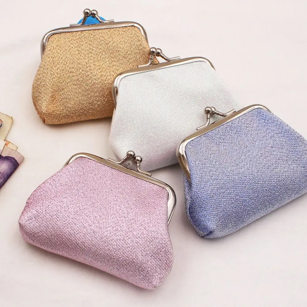 Shiny Coin Purse Portable Small Purse Bag Clutch Lipstick Bag Card Holder Money Bag Storage Bag Kiss Clasp Lock Handbag