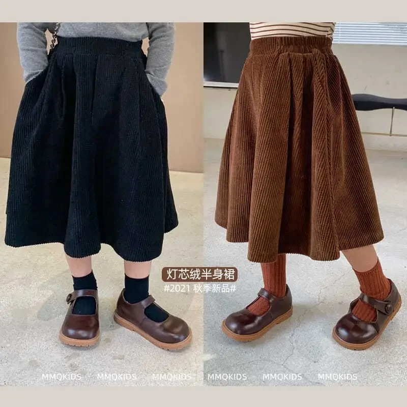 Fashion Baby Girl Corduroy Skirt Retro A-line Halfskirt Winter Autumn Spring Toddler Child High Waist Skirt Baby Clothes 1-14Y