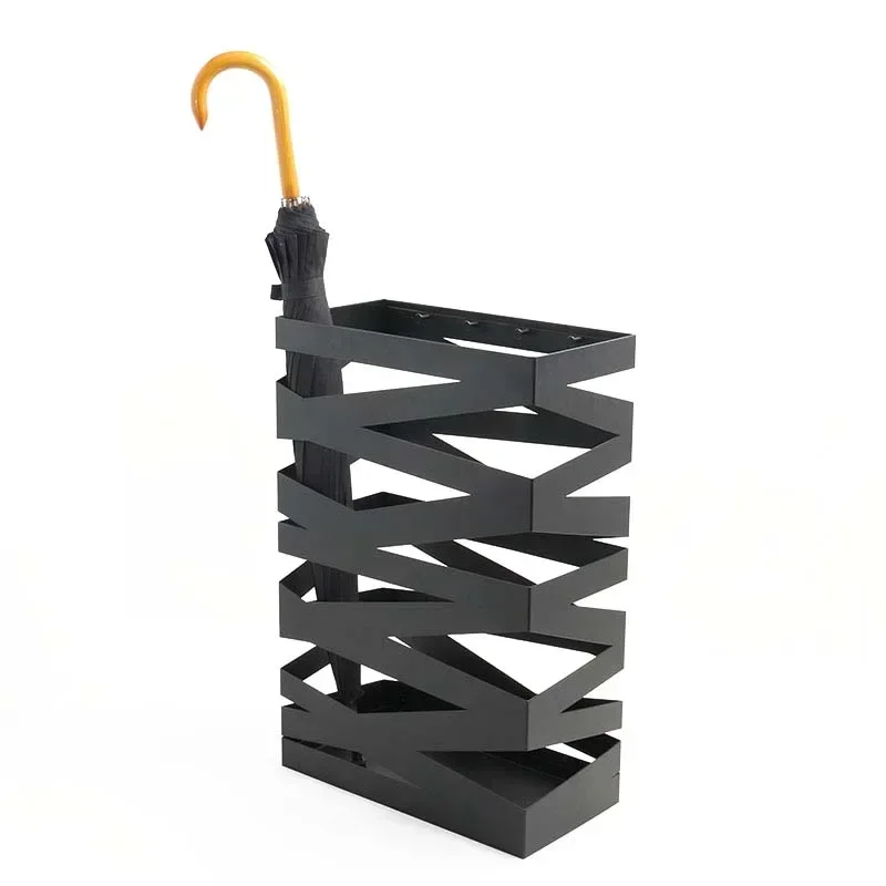 Nordic Simple Iron Welding Parasol Holder Hollow Frame Umbrella Stand Stable Bearing Cane Holder for Minimalist Decor