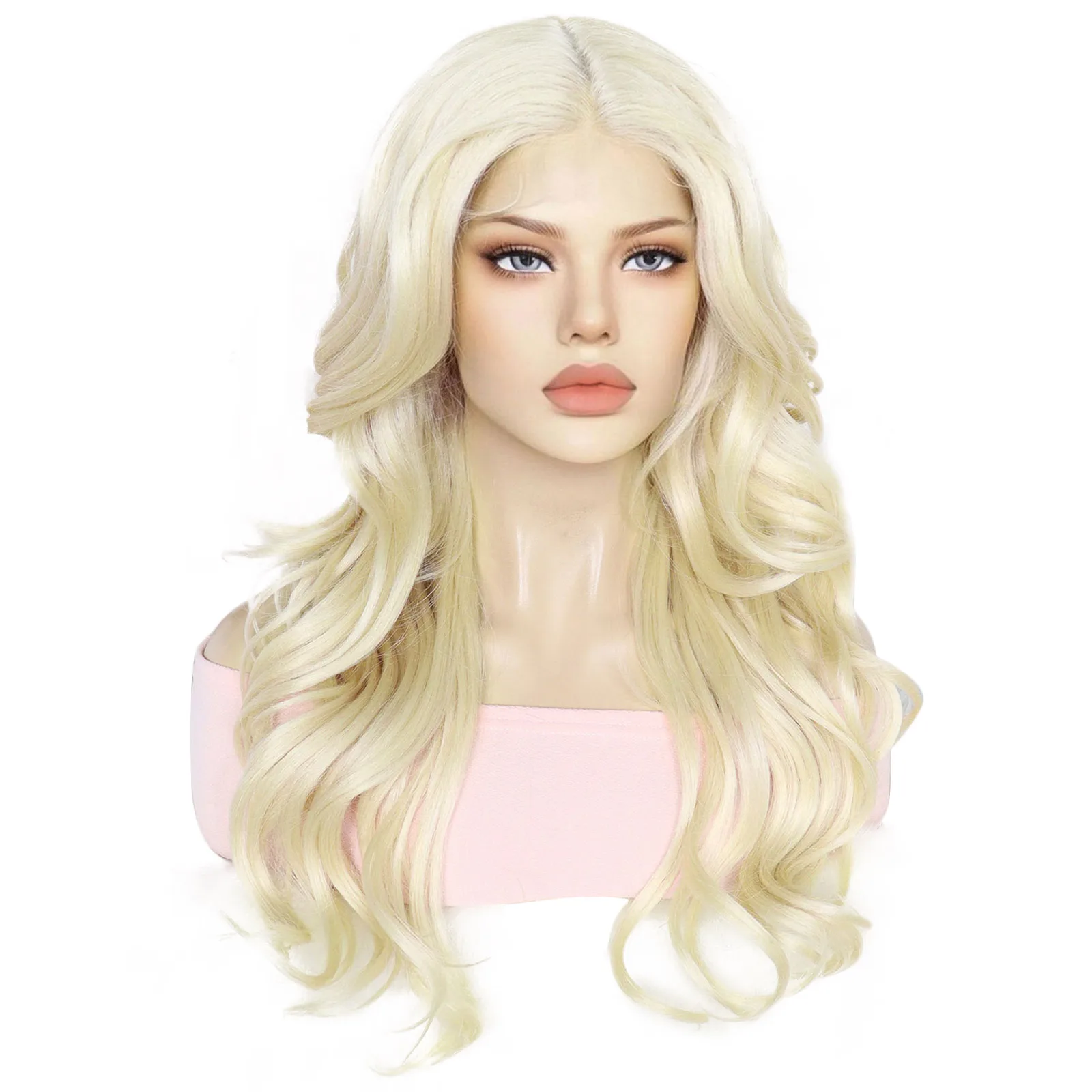 Synthetic 13*4*1 T-Part Lace Blonde Wig with Baby Hair, Long Wavy Premium Hair Lace Front Wig, Middle Part Style
