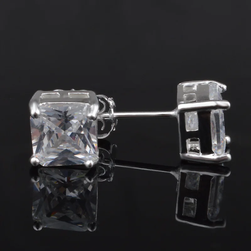 Pendientes 925 Silver Needle Jewelry Luxury Square Zircon Earrings For Women Brincos Para As Mulheres Boucle Nausnice Ohrstecker