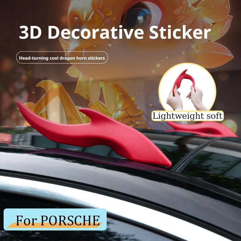 Dragon Horn 3D Stereo Car Sticker Car Roof Decoration Dragon Horn Sticker for SUV Sedan Hatchback For PORSCHE Macan Cayenne