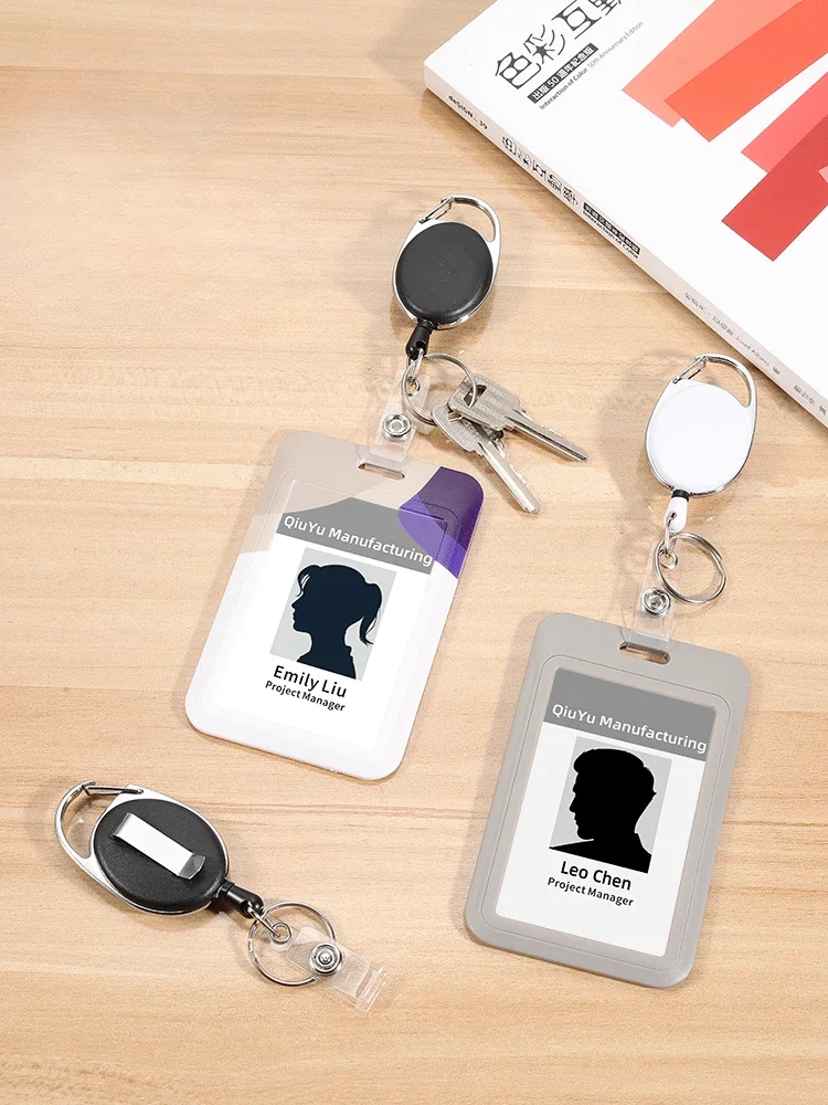 Retractable ID Tag Working Permit Case Cover Badge Holder Staff Work Pass Access Work Card Holder Cover Sleeve Badge Protector