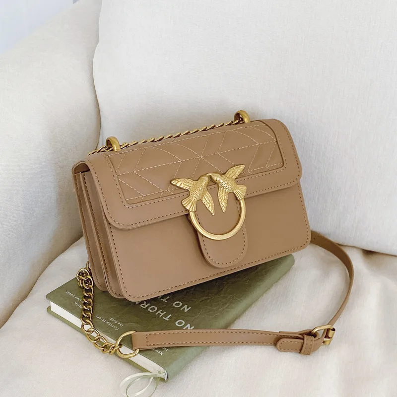 

2025 New Korean Style Embroidery Square Shoulder Bag - Durable Chain Strap Crossbody Purse, Trendy Tote for Women