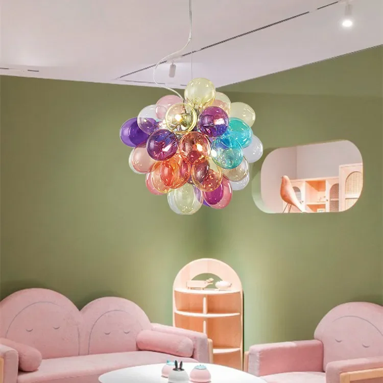 Nordic designer glass bubble children's room simple chandelier modern color bedroom restaurant clothing store balloon lamp