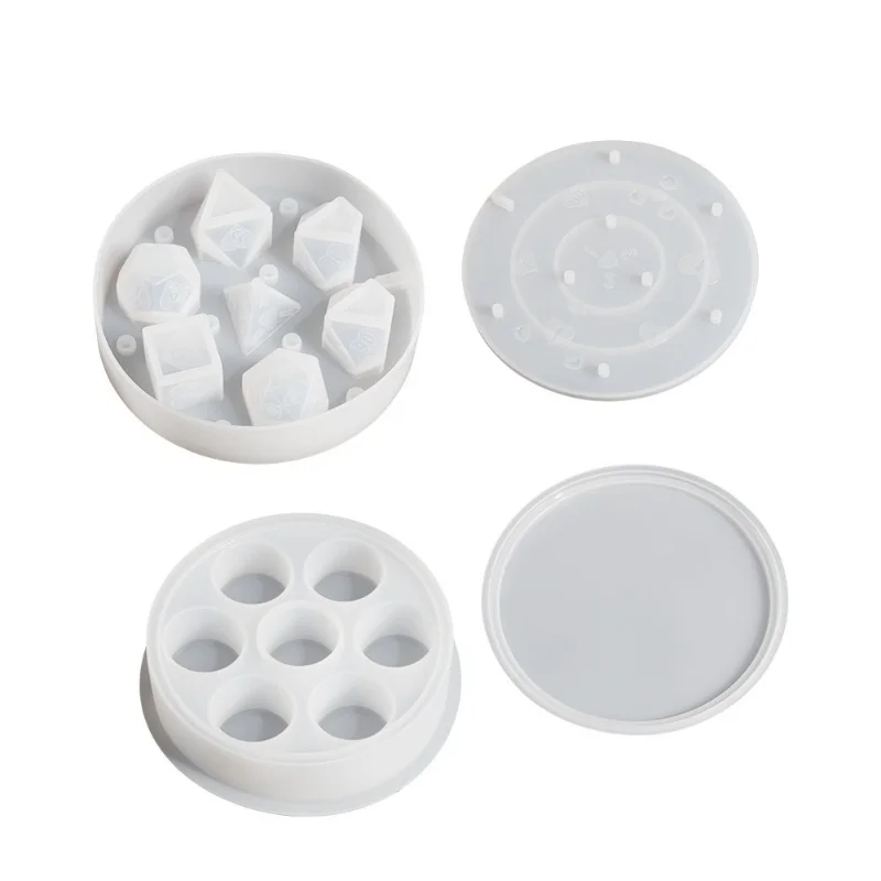 Silicone Mold Caixa De Armazenamento para DIY, Amor Dice, Keychain Board Game, Resina Mold, Decoração Home, 7 PCs