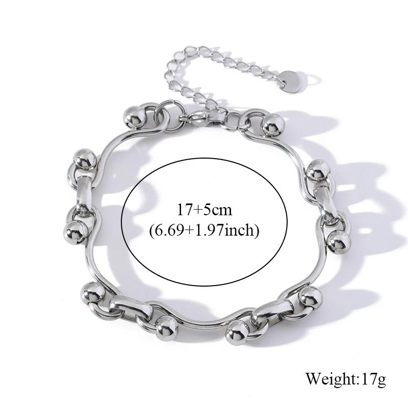 EILIECK 316L Edelstahl Metall Silberfarben Perlenkette Armband-Set für Damen Modischer Wasserdichter Schmuck Damengeschenk – Detail 7