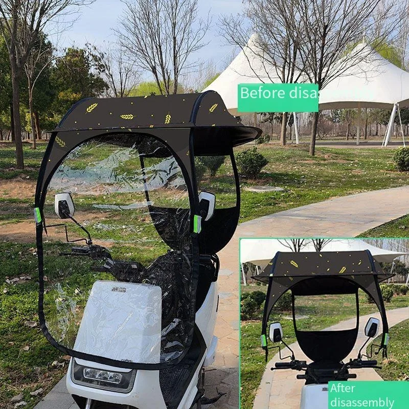 

2025 UPF 50+ E-Bike Canopy 600D Oxford - Universal Rain Sun Shelter for Electric Scooter/Motorcycle/Car (Free Shipping)