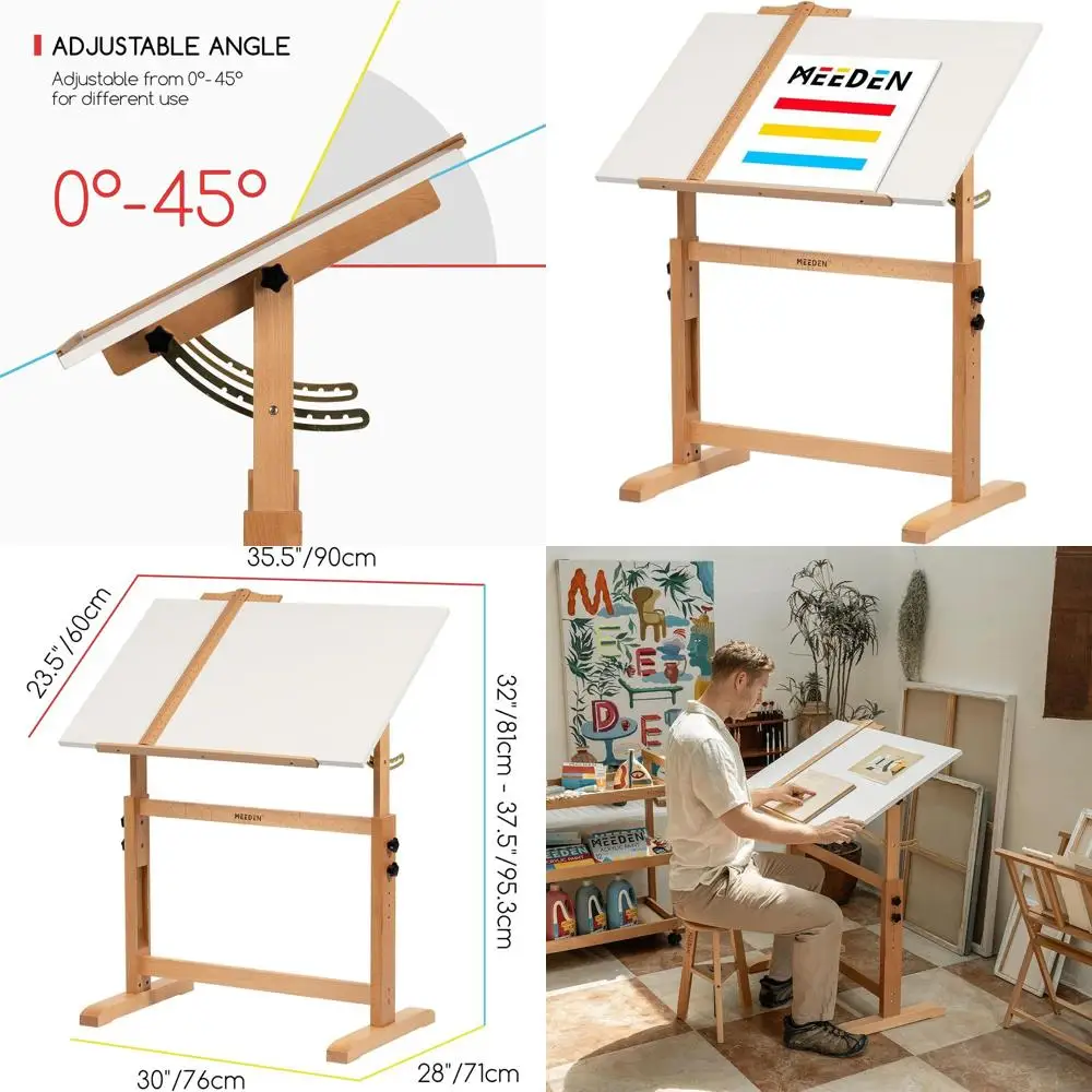 

Регулируемый стол для рисования из бука: художественный стол 35,5 x 23,5 с функциями высоты и наклона для художников и письменщиков