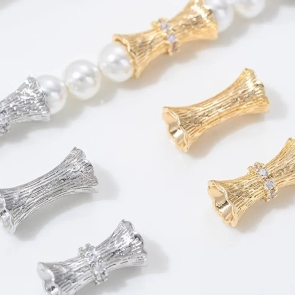 

Copper 14K Gold Color Tree Barrel Beads Waist Separator Beads Double Flower Receptacle Accessories DIY Handmade Jewelry Material