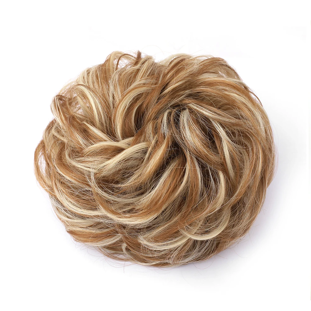 Großes, unordentliches Dutt-Haarteil, gewellt, lockig, Haargummis, synthetischer Chignon, Pferdeschwanz, Haarverlängerungen, gefälschter Chignon, Hochsteckfrisur-Haarteile für Frauen