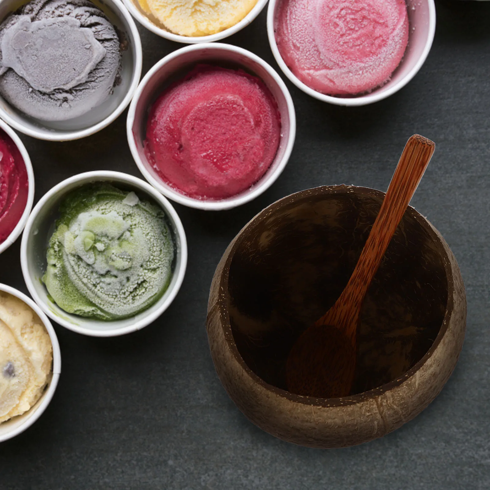 

1Set Coconut Shell Container Creative Natural Dessert Cup Stable Base Ideal for Food Storage Restaurant Home Buffet Vessel