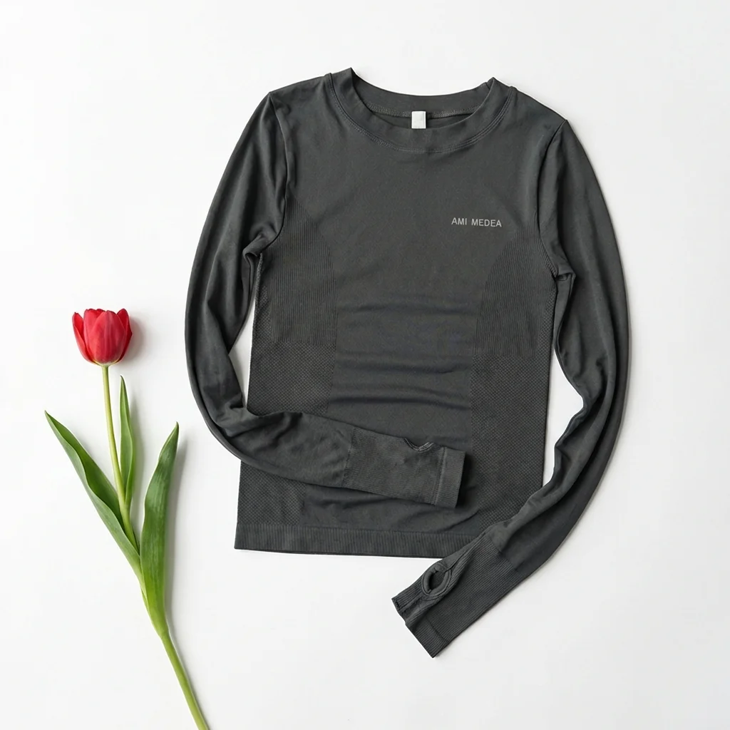 Damen Yoga-Top Nahtloses Shirt Sport-T-Shirts Fitnesskleidung Langarm Kurzarm Yoga-Shirt Gym-Top Lauf-Activewear – Detail 11
