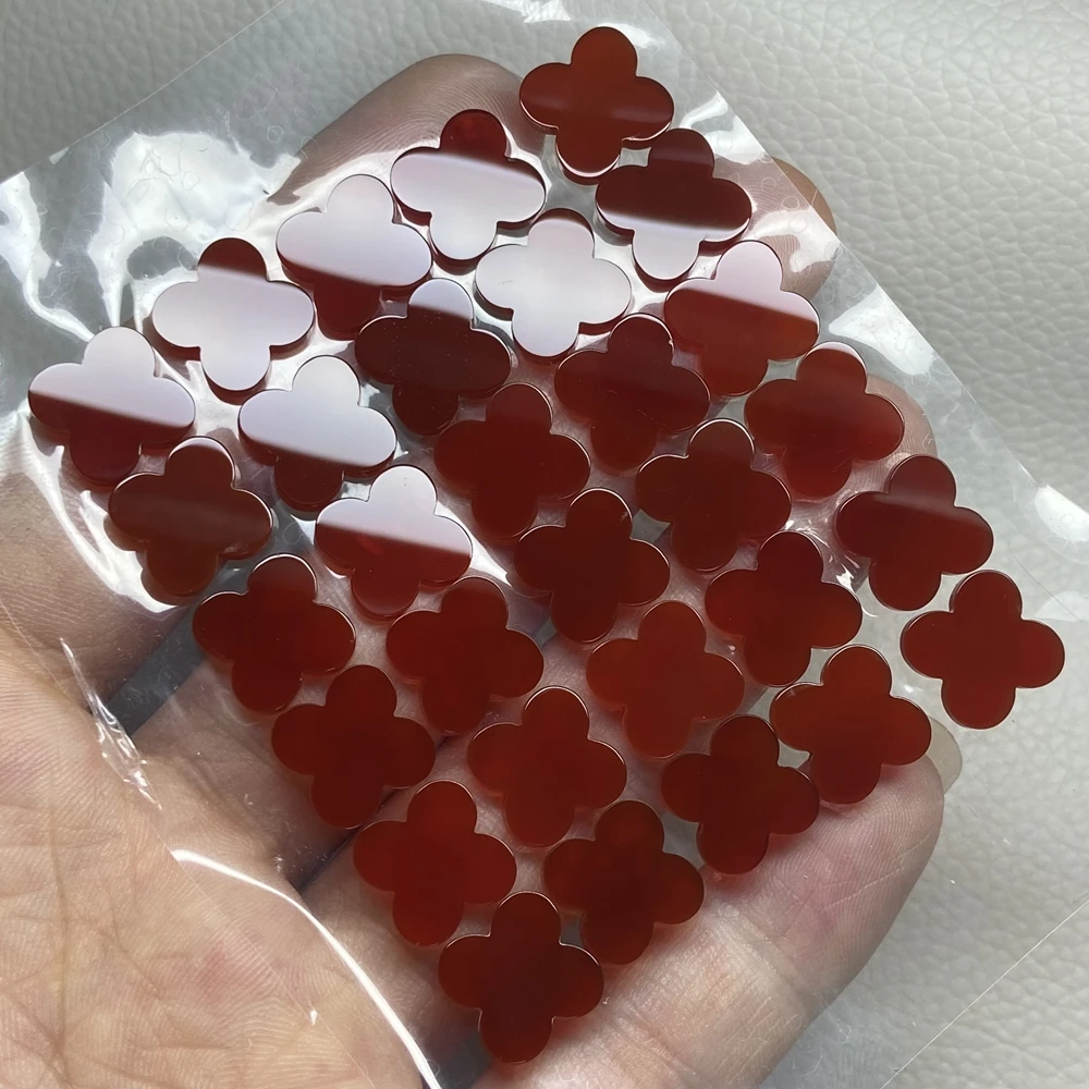 

8mm to 20mm Double Flat Natural Red Agate Clover Flower Gemstones for Pendant Jewelry Making