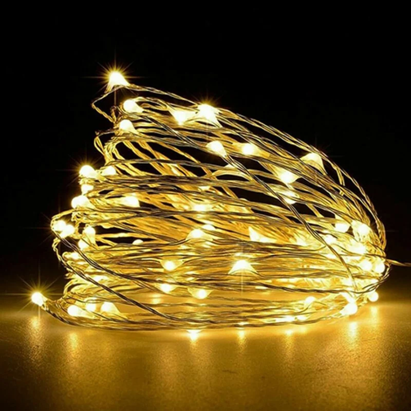 1Pack Fee Licht String Led Koperen Draad Licht 1/2/3/5/10M Batterij Aangedreven Voor Slaapkamer Tuinfeest Bruiloft Decoratie