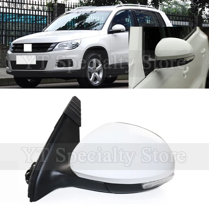 Pour Tiguan 2017-2023 - 2 Pièces Miroir Extérieur ABS Chromé Avec Déflecteur De Pluie Anti-coulées