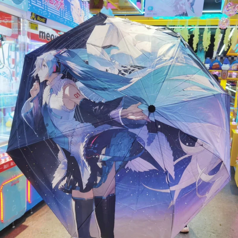 

Hatsune Miku anime merchandise cartoon cute student folding umbrella creative Kawaii girl summer sunshade sunscreen parasol gift