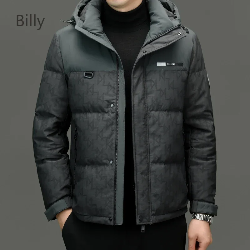 Billy Designer Clothes Light Luxury Men's Winter Short Down Jacket  Duck Down Thickening Warmth Coats for Men Hooded Man Jackets