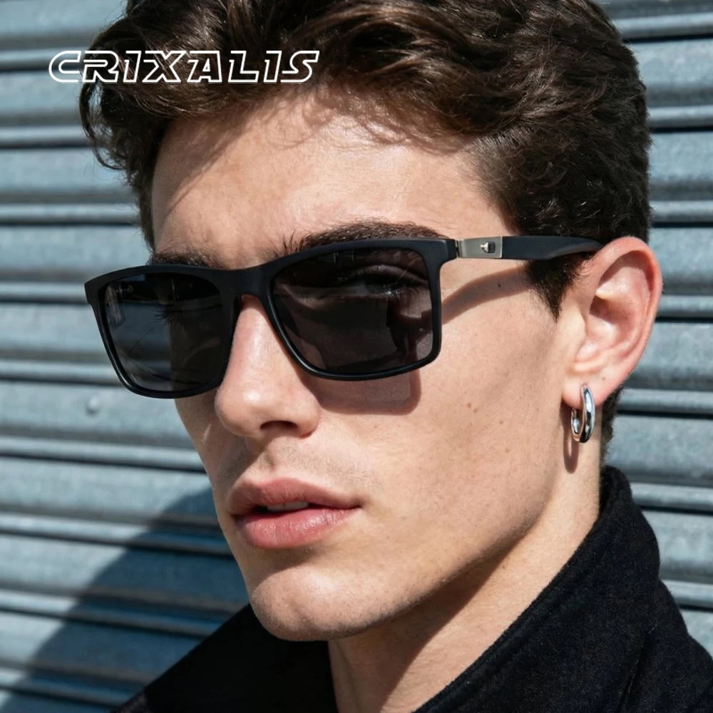 CRIXALIS Vintage Quadratische Mode Polarisierte Sonnenbrille Für Männer Starke Frühling Metall Scharnier Für Angeln Fahren Sonnenbrille UV400