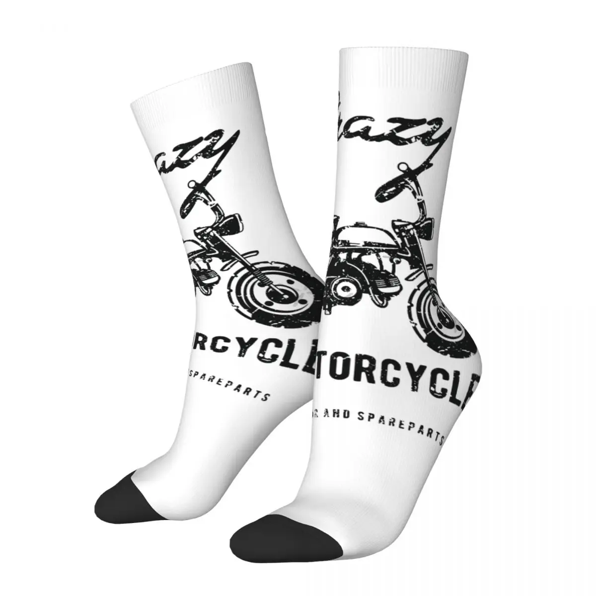 Funny Crazy Sock for Men Mini Motorbike Hip Hop Harajuku Motorcycles Happy Quality Pattern Printed Boys Crew compression Sock