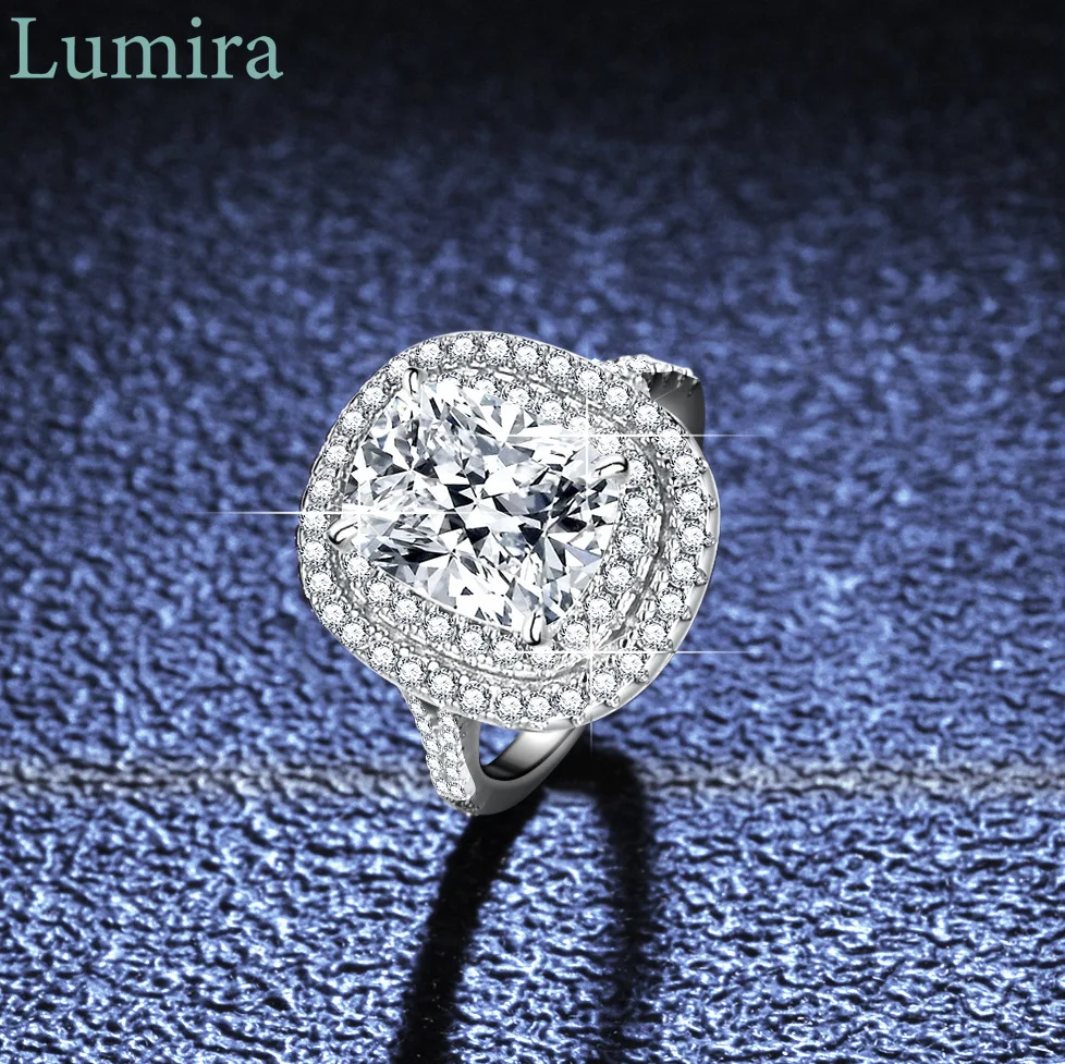 Lumira Platinum PT950 Rectangular Radiant Cut Moissanite Ring for Women - Unique Oversized Rectangular 4-Carat Ring