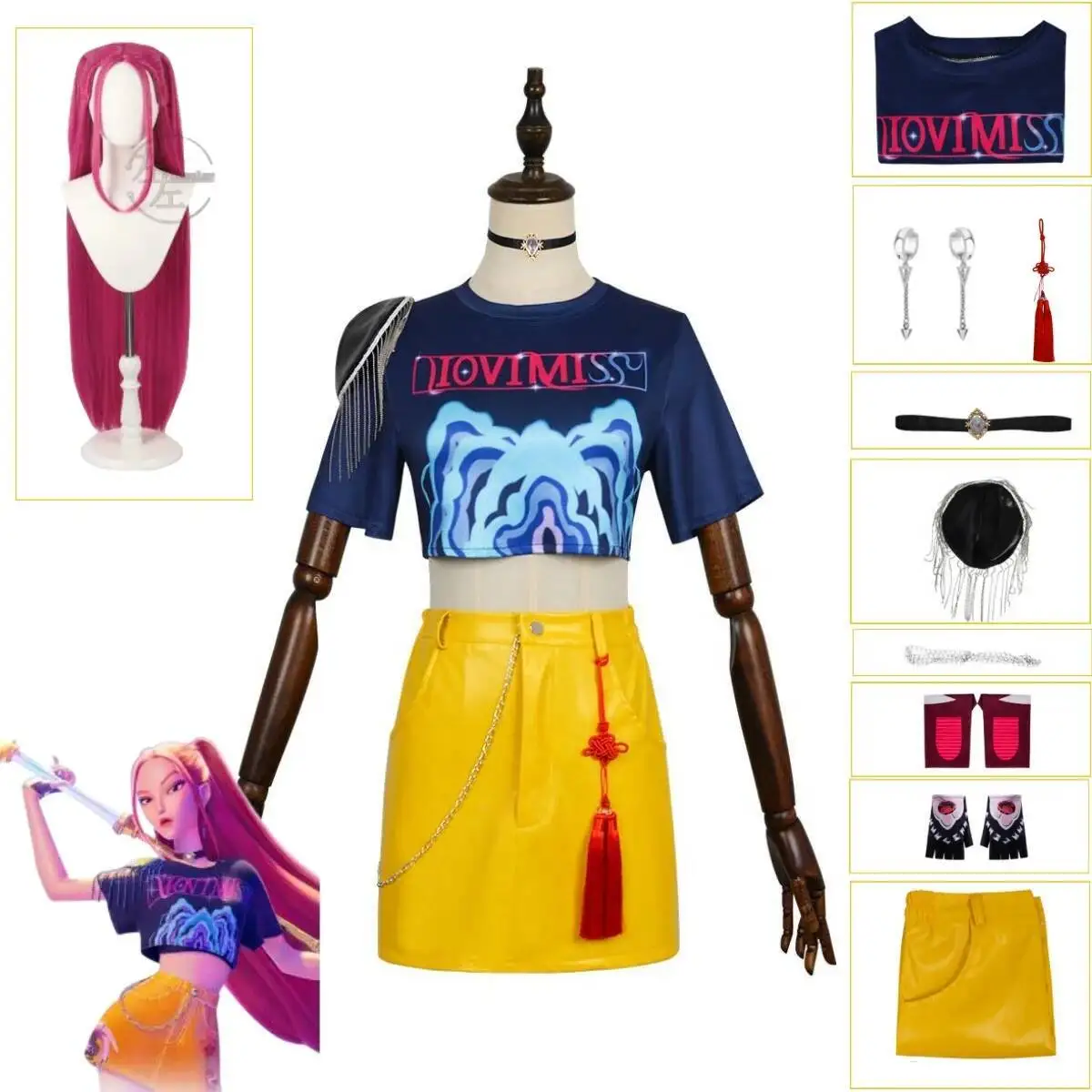 

K-Pop Охотники на демонов Поп-Звезда Мира Косплей Костюм Парик Охотница Девушка Груп Боевой Костюм Женщины Поп Звезды Хэллоуин Сценический Костюм