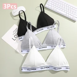 3pcs Cotton Wire Free Bra Women Triangle Cups Push Up Brassiere Sexy Deep V Padded Underwear Female Beauty Back Soft Lingerie
