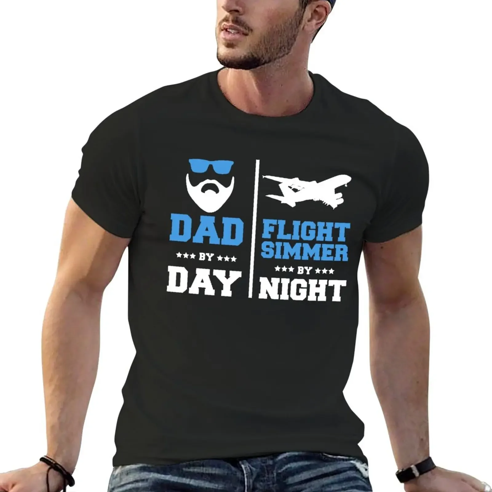 New Dad by day. Flight simmer by night. T-Shirt Aesthetic clothing plus size tops rapper graphic tees Men's t-shirts